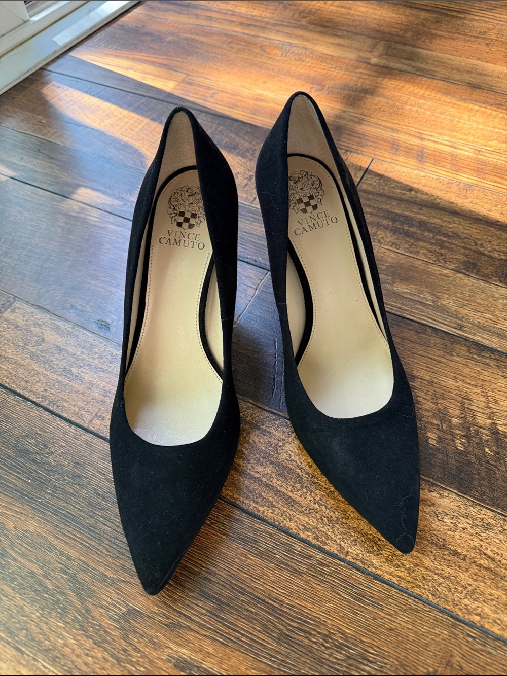 Vince Camuto Black Suede Pointed Toe Pumps